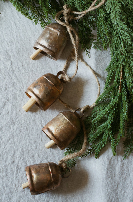 Hanging Vintage Copper Bell Cluster