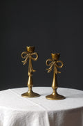 Brass Bow Candle Holder Pair