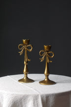 Brass Bow Candle Holder Pair