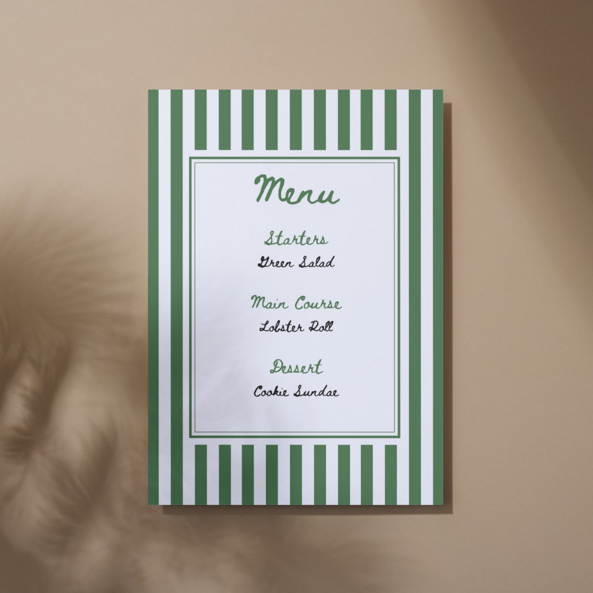 Cabana Stripe Menu Card (Printable Template)