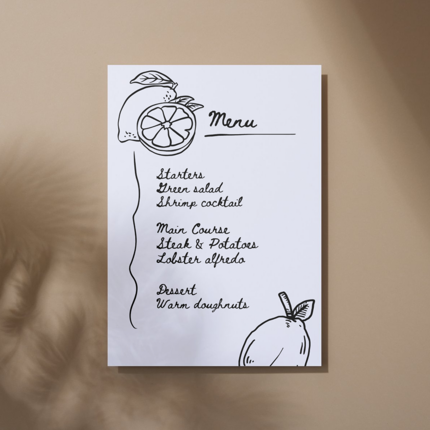 Lemon Menu Card (Printable Template)