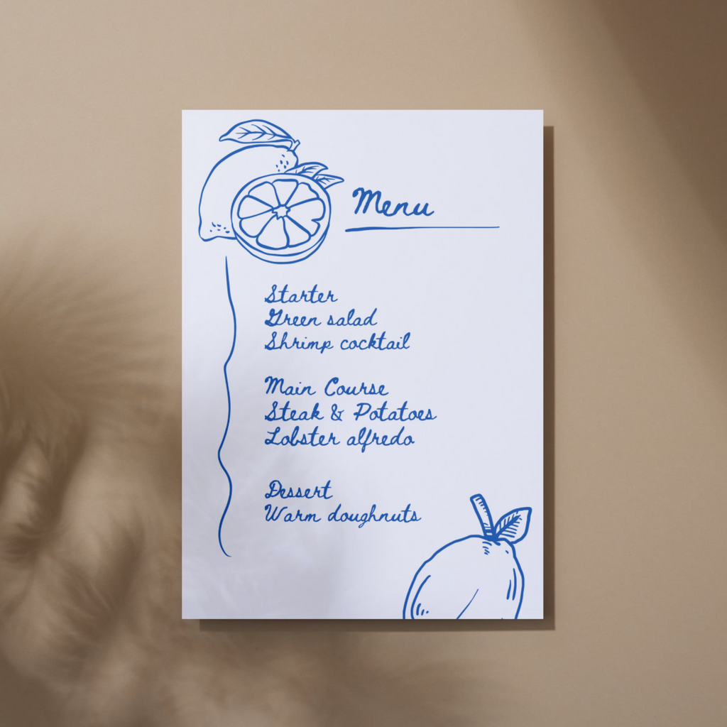 Lemon Menu Card (Printable Template)