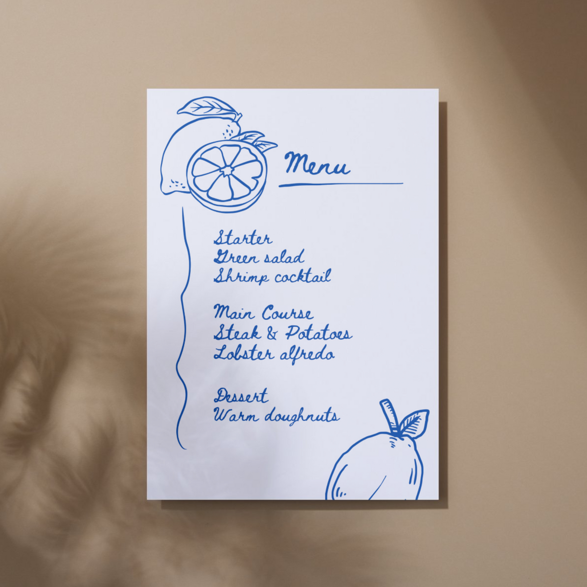 Lemon Menu Card (Printable Template)
