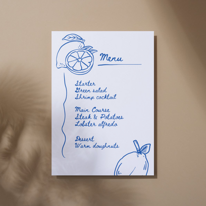 Lemon Menu Card (Printable Template)