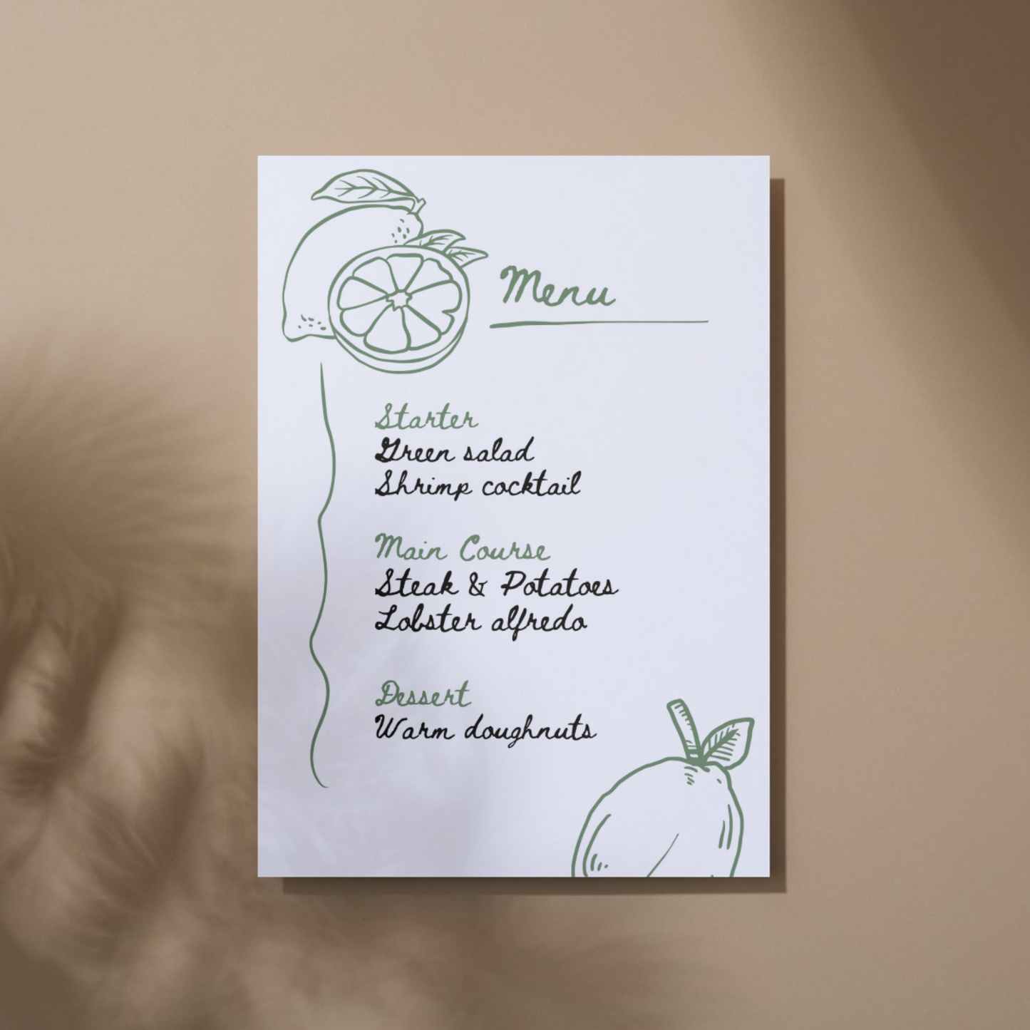 Lemon Menu Card (Printable Template)