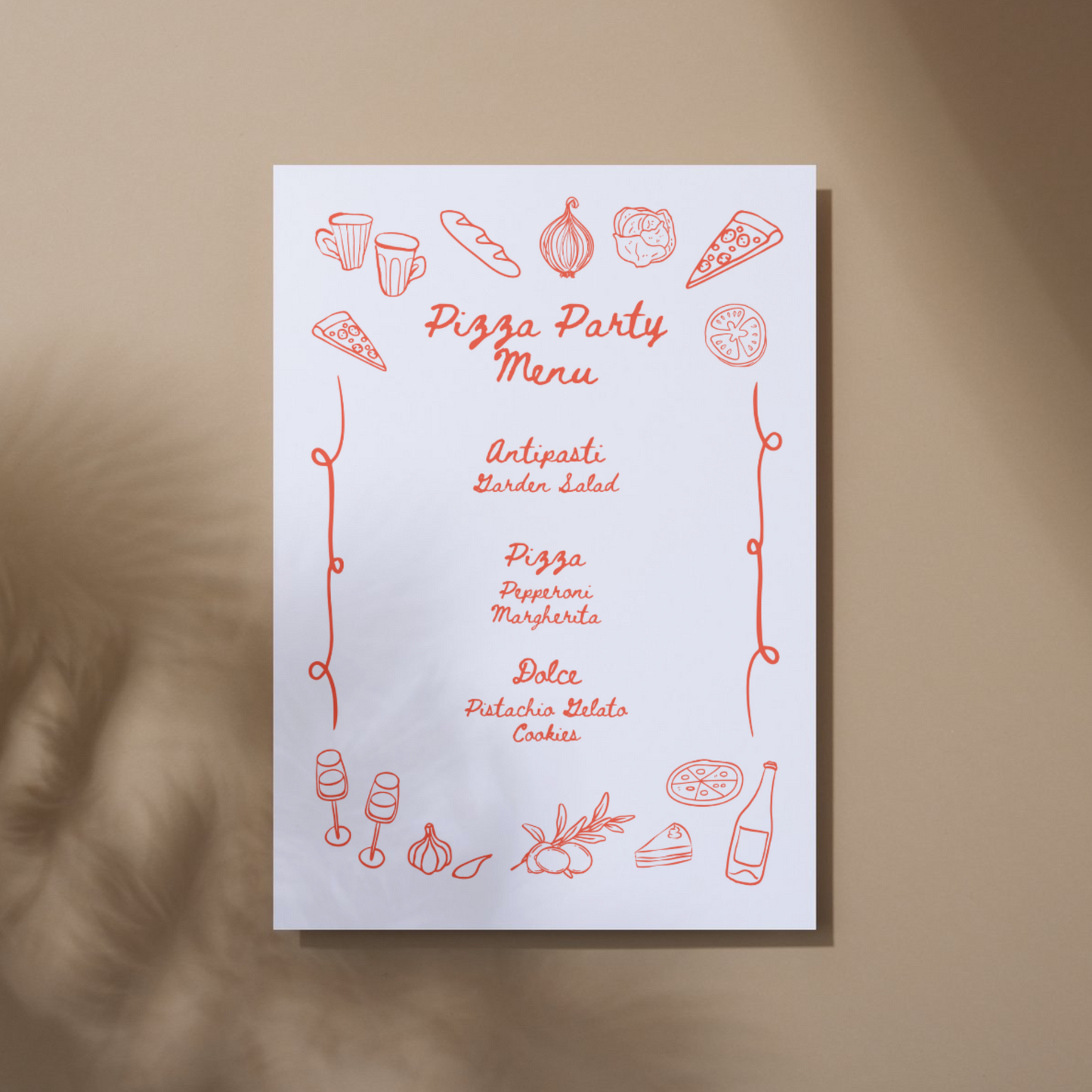 Pizza Party Menu Card (Printable Template)