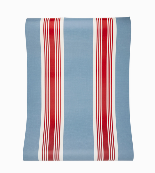 Blue and Red Stripe Paper Table Runner