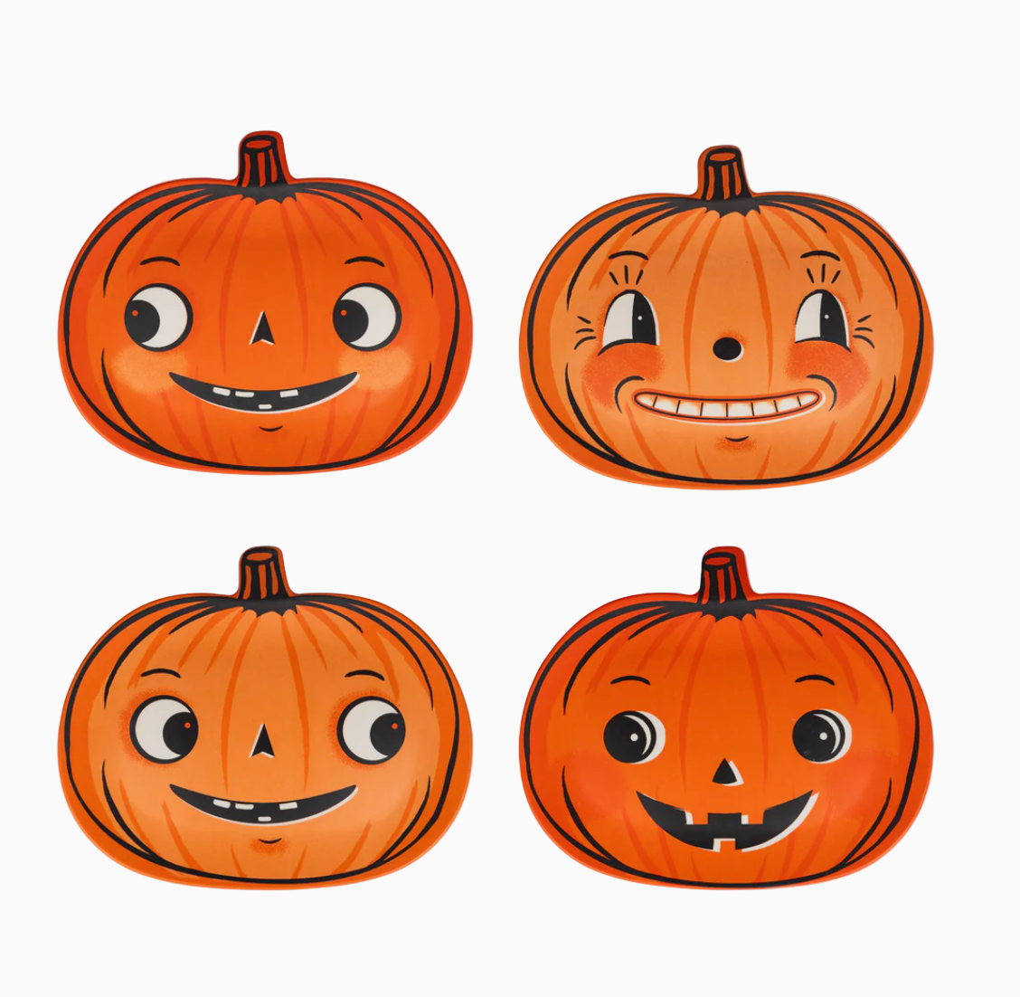 Vintage Pumpkin Bamboo Plate Set (Set of 4)