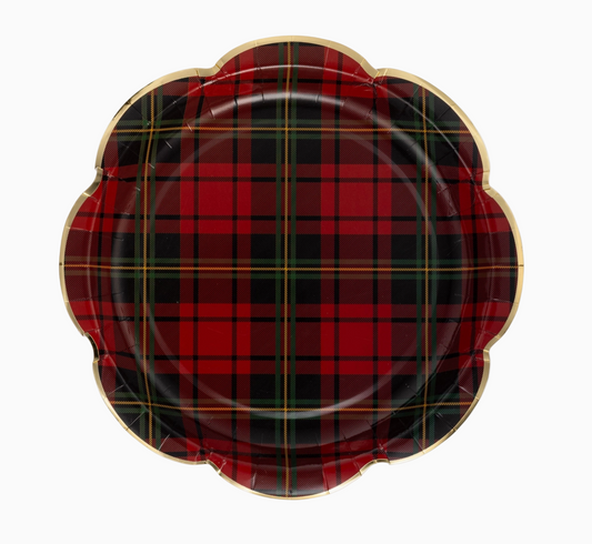 Red Plaid Scalloped Paper Plate (8 pack)