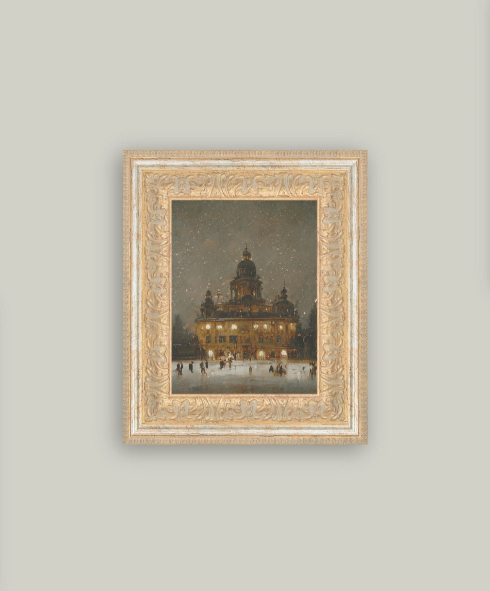 Ice Skating Vintage Art - 10" x 12"