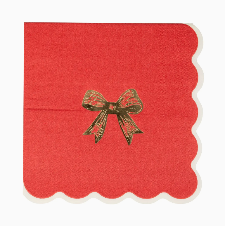 Red Bow Cocktail Napkins (Pack of 18)