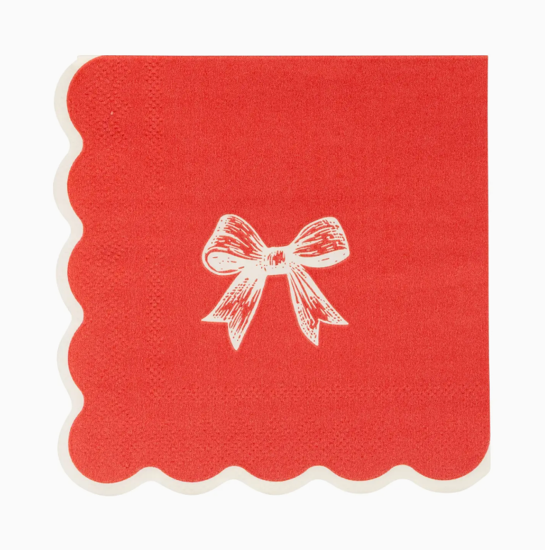 Red Bow Cocktail Napkins (Pack of 18)