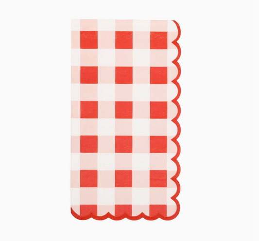Red Scallop Gingham Dinner Napkin (24 pack)