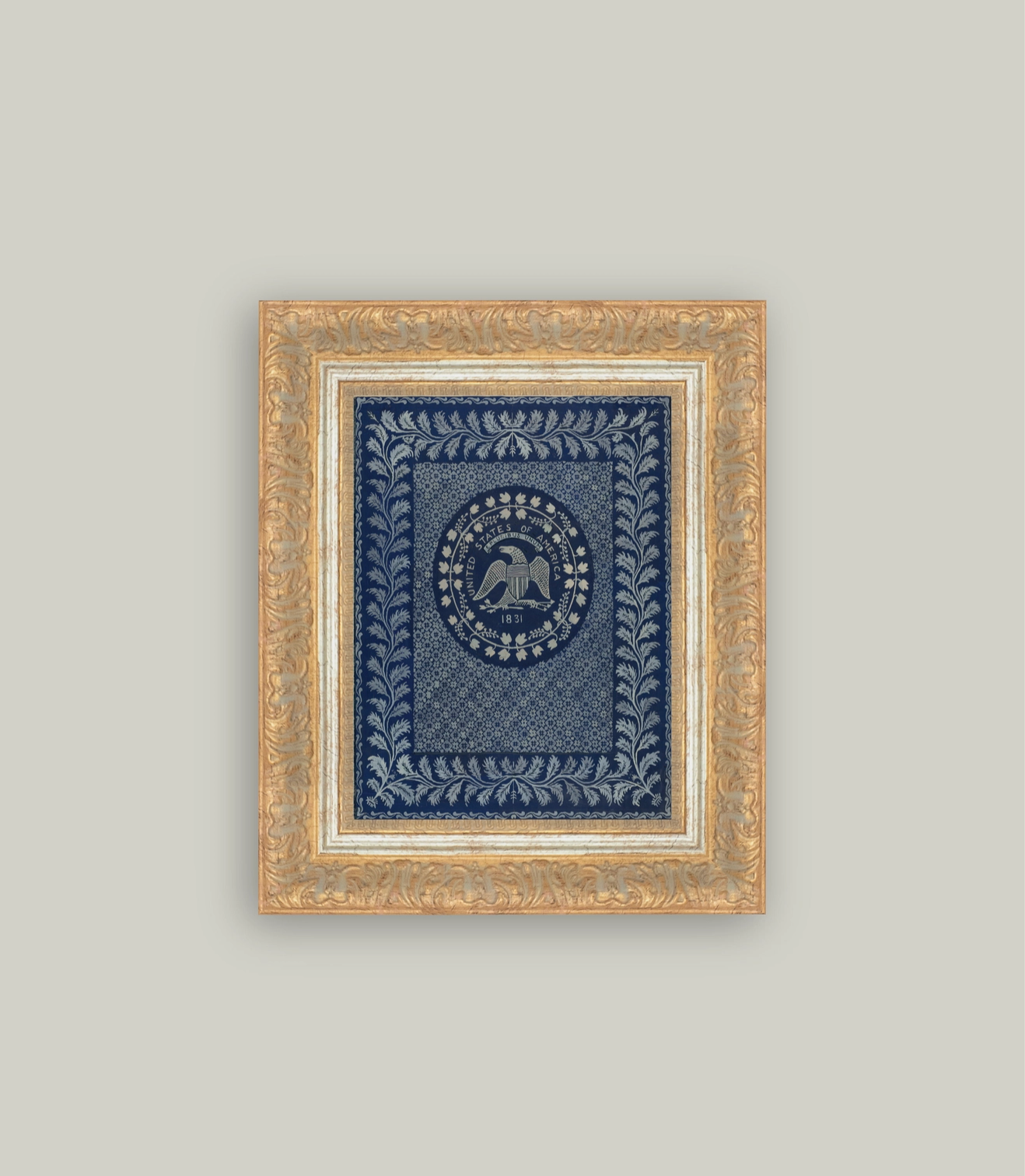 America Blue Framed Vintage Art - 10" x 12"