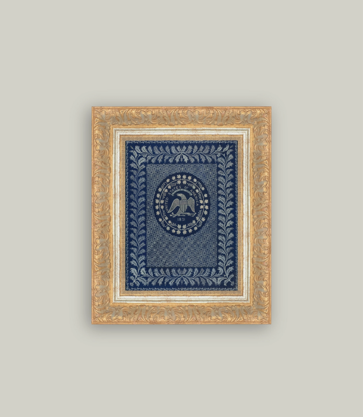 America Blue Framed Vintage Art - 10" x 12"