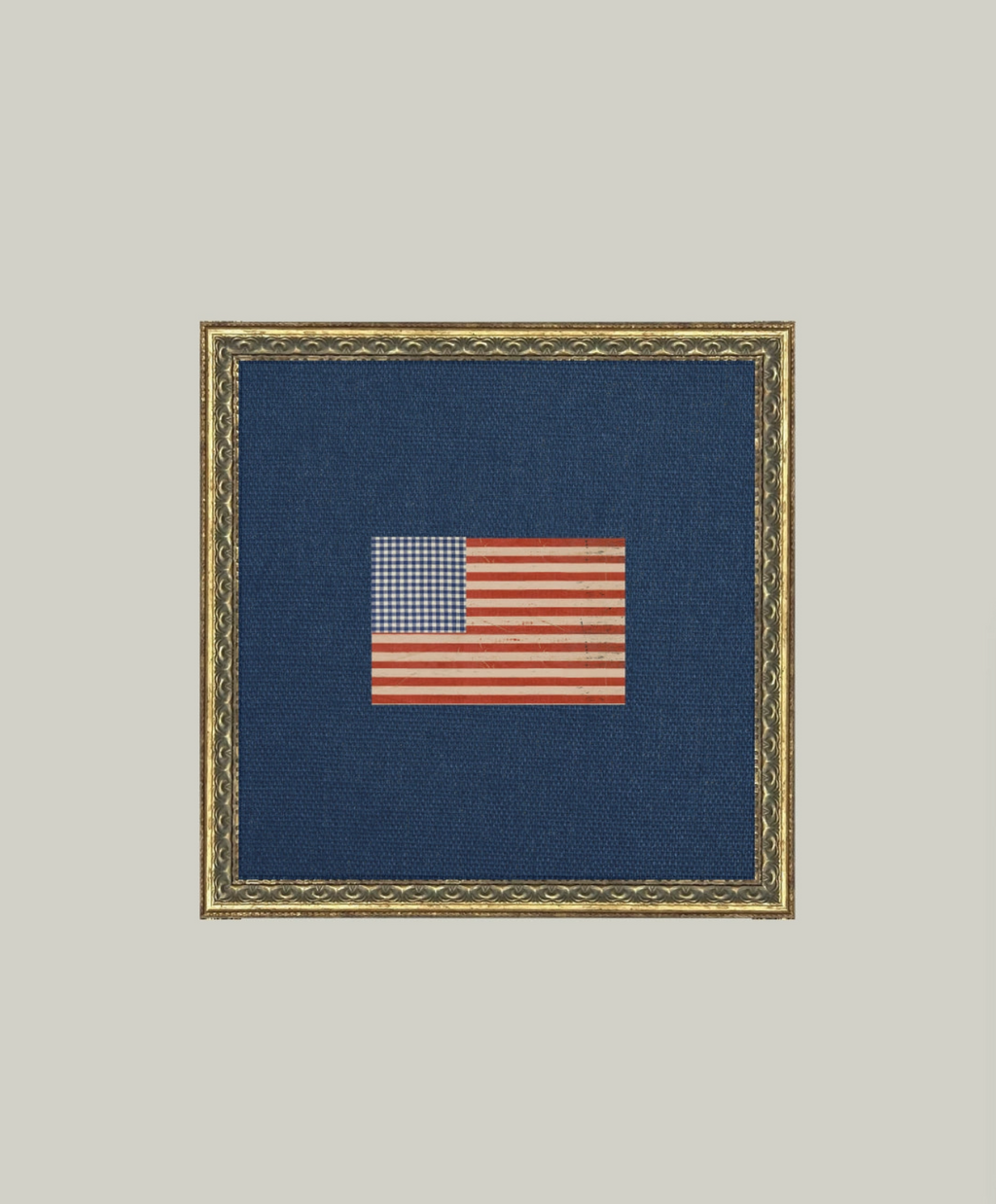 Gingham American Flag Framed Vintage Art - 2 Sizes