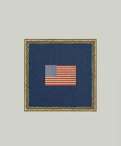 Gingham American Flag Framed Vintage Art - 2 Sizes