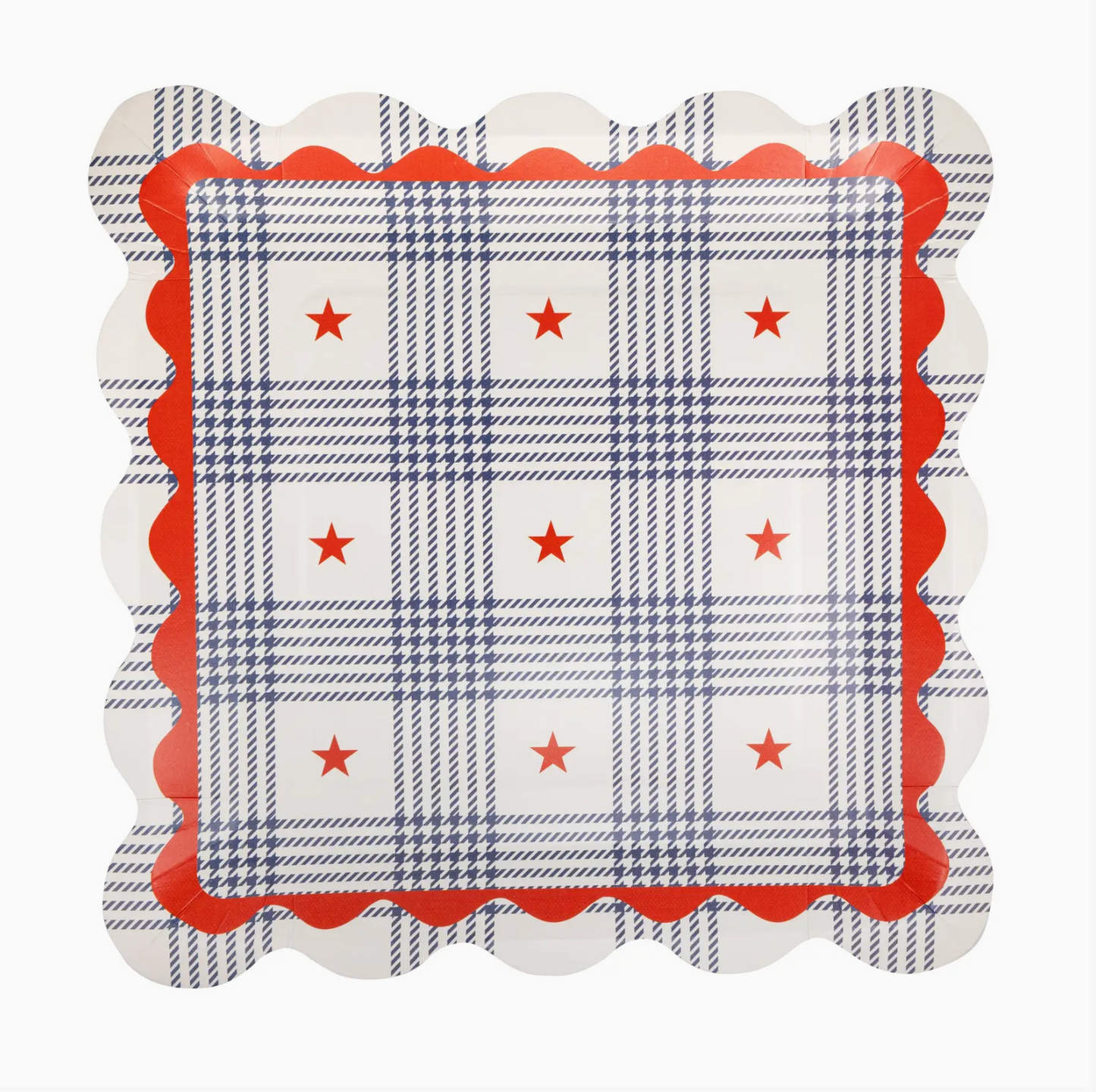 11" Plaid Stars Paper Plate (8 pack)
