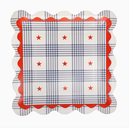 11" Plaid Stars Paper Plate (8 pack)