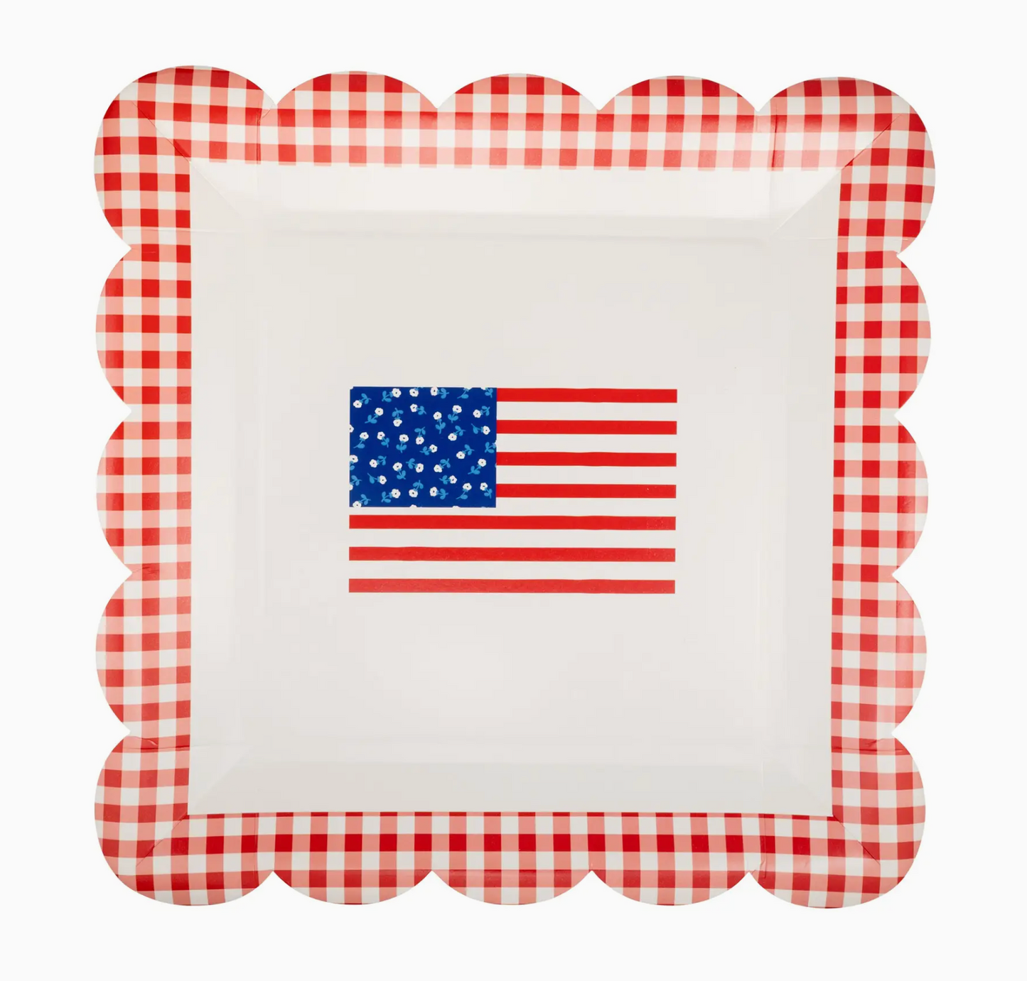 10" Gingham Flag Paper Plate (8 Pack)