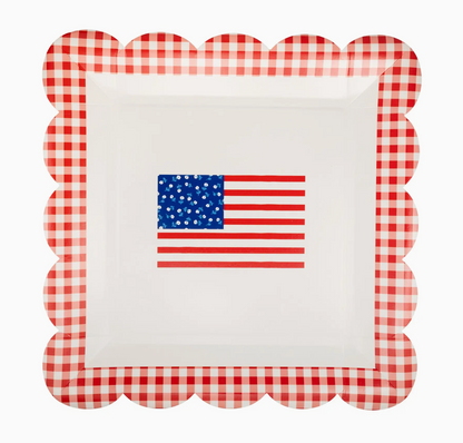 10" Gingham Flag Paper Plate (8 Pack)