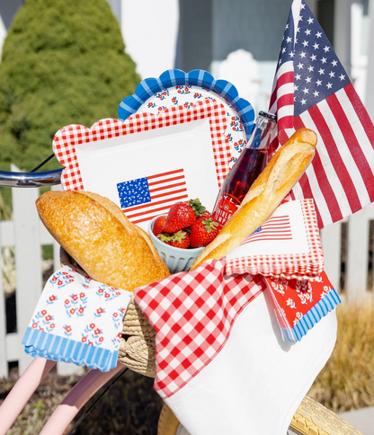 10" Gingham Flag Paper Plate (8 Pack)