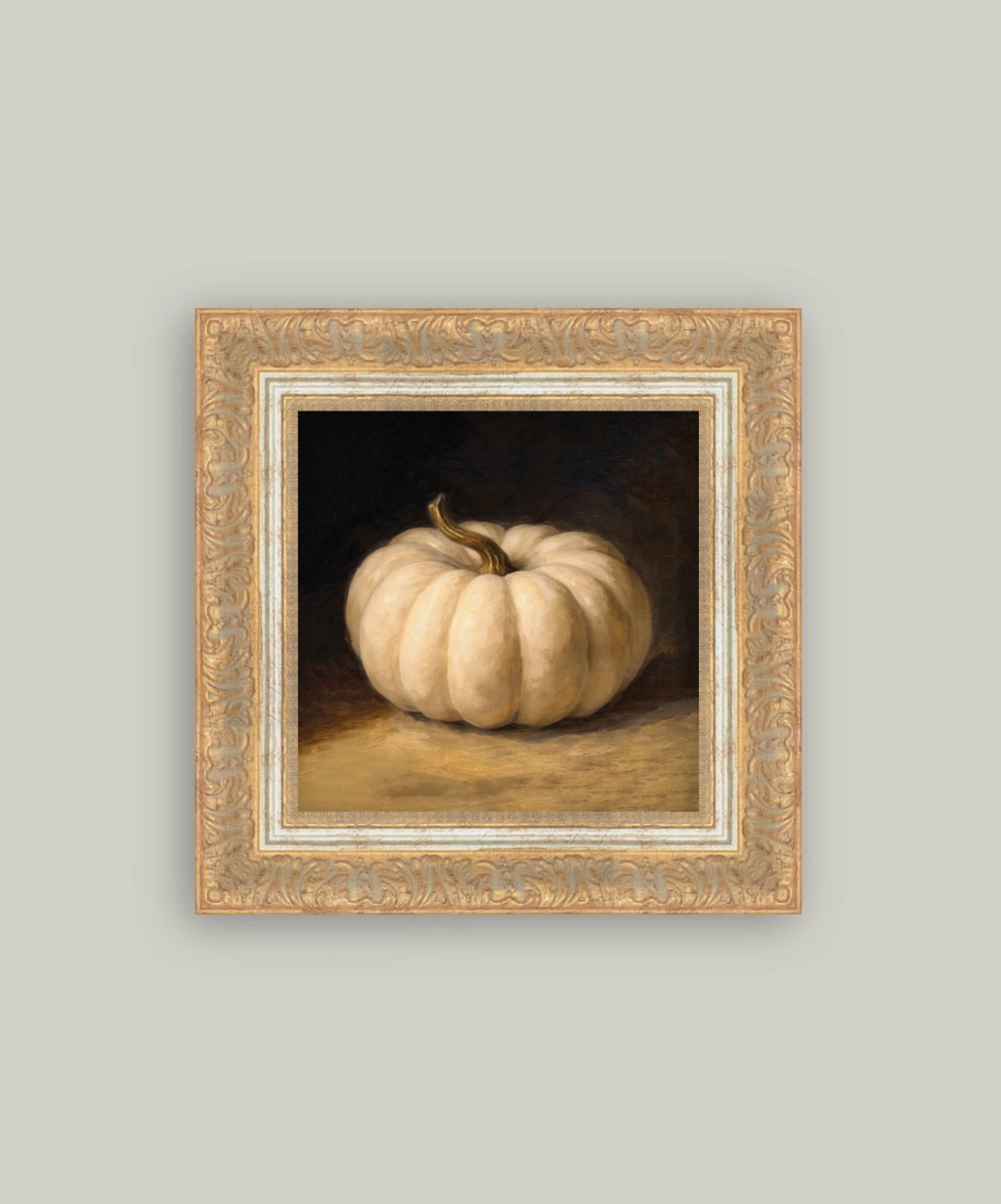 White Pumpkin Framed Art - 11" x 11"