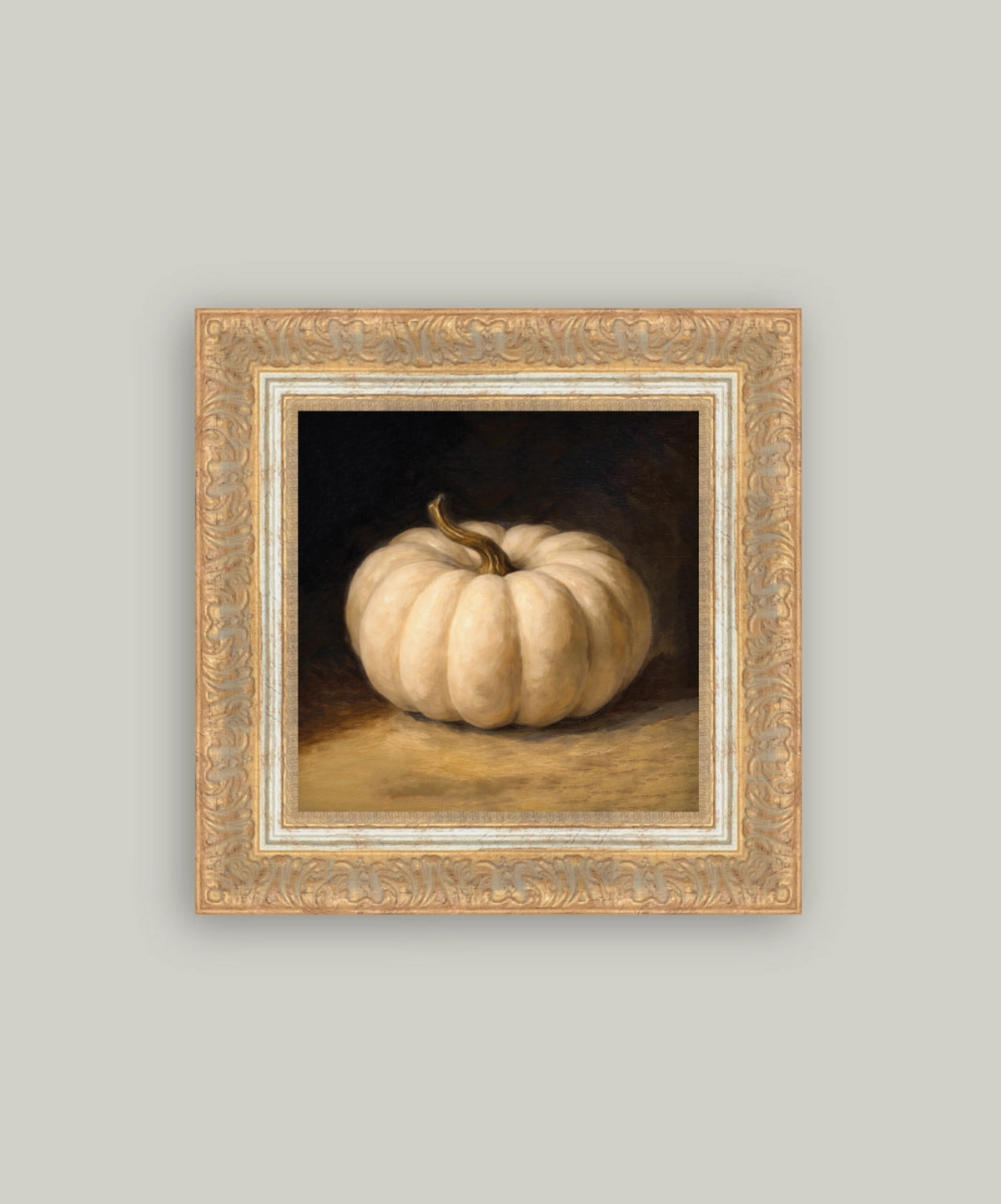 White Pumpkin Framed Art - 11" x 11"