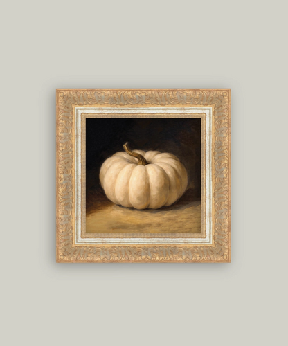 White Pumpkin Framed Art - 11" x 11"
