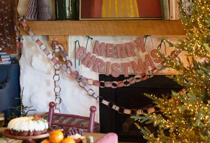 Gingham Merry Christmas Banner