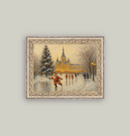Skating Santa Vintage Art - 10" x 8"