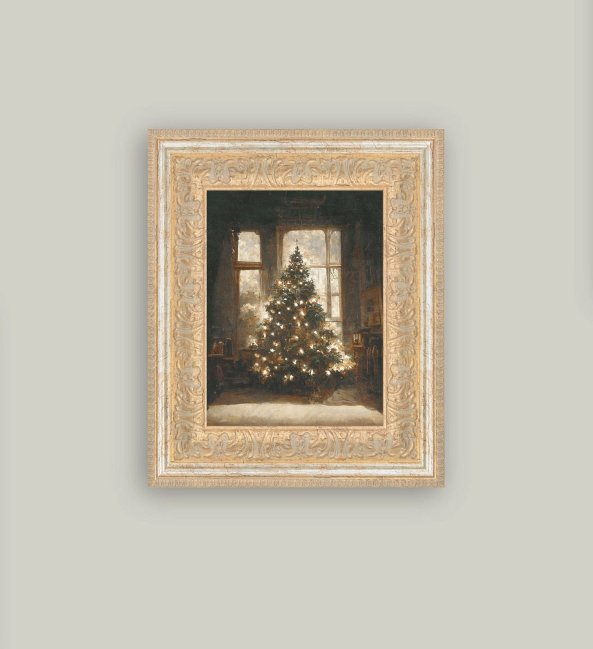 Glowing Christmas Tree Vintage Art - 10" x 12"
