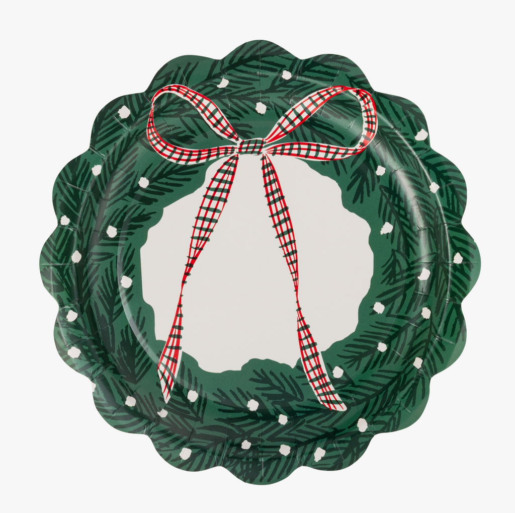 8.5" Christmas Wreath Paper Salad Plates (8 pack)