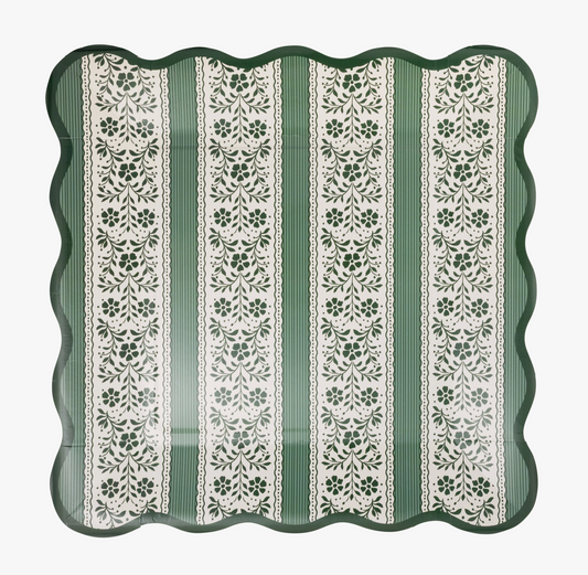 9" Floral Stripe Paper Dinner Plates (8 pack)