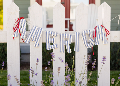 America Ticking Stripe Garland