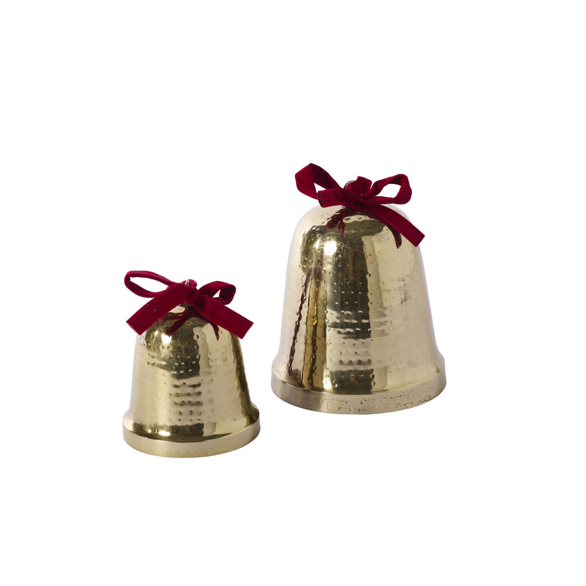 Velvet Bow Trimmed Bell Set of 2